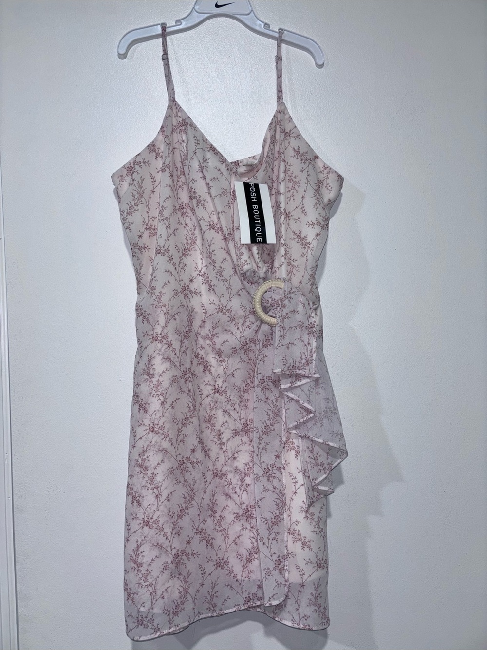 Promesa Pink Floral Wrap Mini Dress with Ring Detail